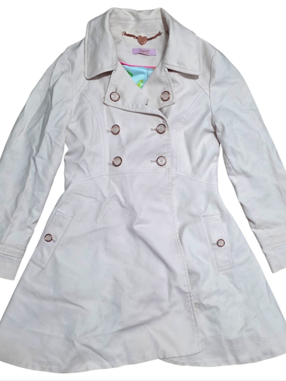 baker Ted baker extremely light pink double breasted collared trench coat